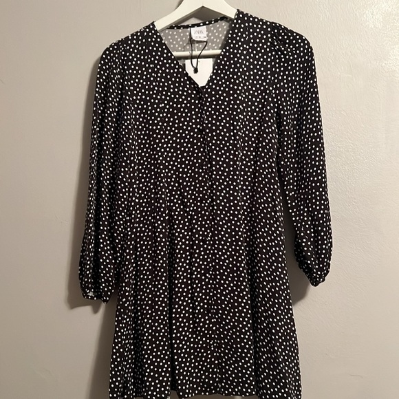 Zara Other - 🆕Zara girls kids black and white polka dot button up dress size 11-12